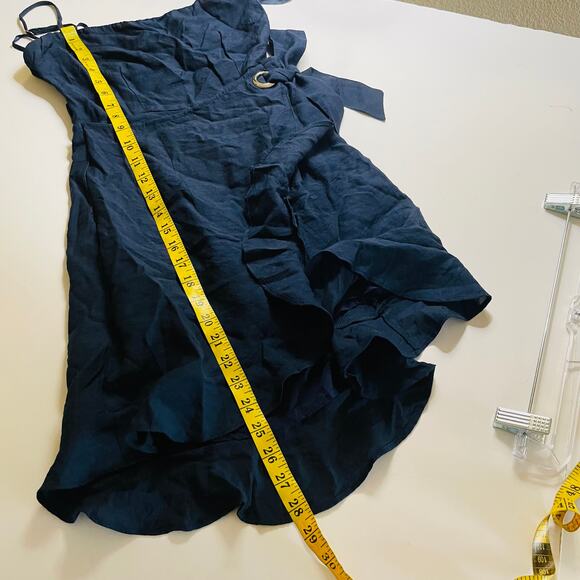 Selfie Leslie Pepita Cami Navy Wrap Ruffle Dress - Picture 9 of 11